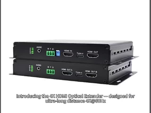 4K 60Hz HDMI ファイバーオプティック拡張子 最大 20KM 損失なし送信 長距離信号伝送