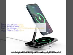 T269 15W Intelligent Wireless  Charger Dual 15W Output With Night Light Zinc Alloy  Fast Charger