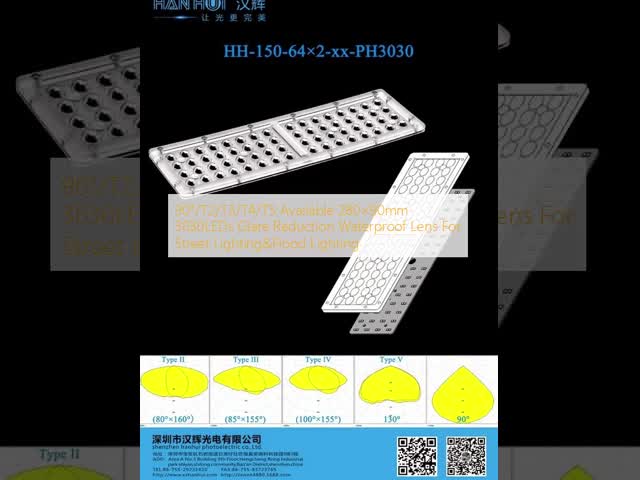 90°/T2/T3/T4/T5 280×90mm 3030LED ストリートライト&洪水照明のための不滅光縮水レンズ
