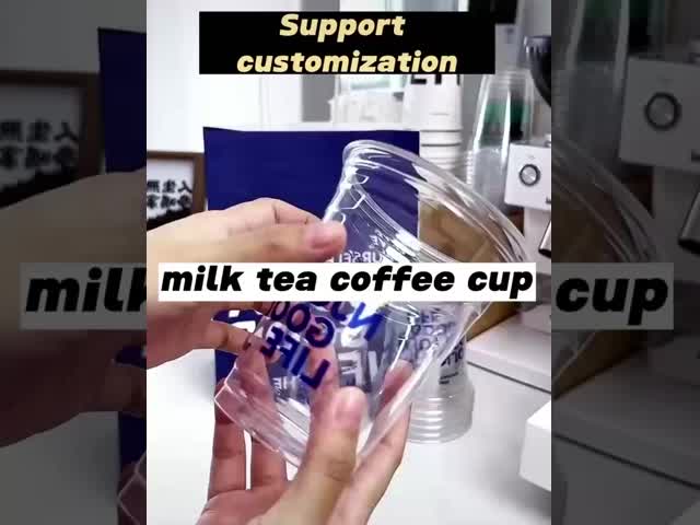 Biodegradable PLA Plastic Cup 550ML printed logo cold drink cups with lids