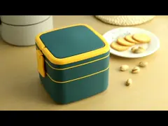 Double-Layer Portable Plastic Bento Lunch Box With Lid 1000ML Rectangular Blue