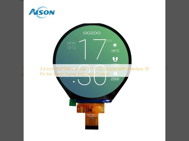 3.4インチ 800*800円形 TFT LCD ディスプレイ スマートホーム産業制御用のMIPIインターフェース 30ピン