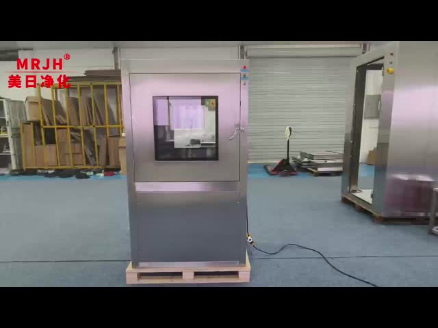 MRJHシングルストーリ フラットドア マニュアル制御 インターロック 内側 外部 全ステンレス スチール 空気シャワー パスボックス