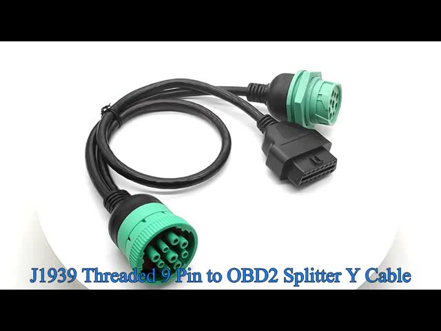 J1939 9 Pin 9pin Threaded Connector to OBD 2 OBDII 16 Pin 16pin Splitter Y Cable
