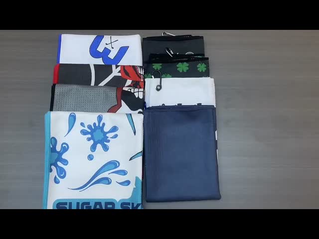 Microfiber Waffle Sublimation Printing Custom logo Magnetic Microfiber Golf Towel with Magnet Landing Pad Golf Towel Clip