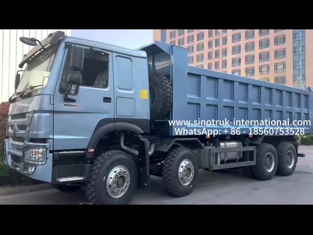 380hp Sinotruk Howo 8x4 ダンプトラック 12ホイール HW76 ZZ3317V3567B1R RHD エレガントブルー