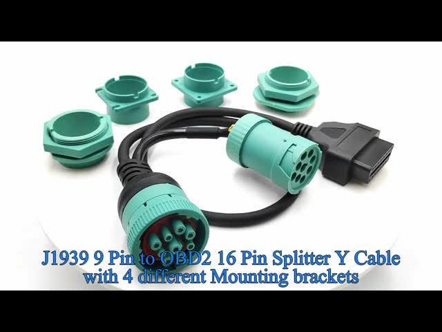 Deutsch J1939 Male Female to OBD 2 OBD2 Connector Splitter Y Cable With 4 Different Panel Mount Brackets