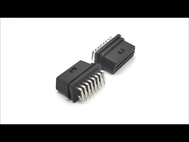 16 Pin OBD 2 OBD2 OBDII Female Connector With Right Angle Pins Bent Towards the Wide Side