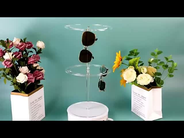 Elegant 2 Layers Sunglasses Display Stand Rack 360 Degree Rotating Glasses Holder