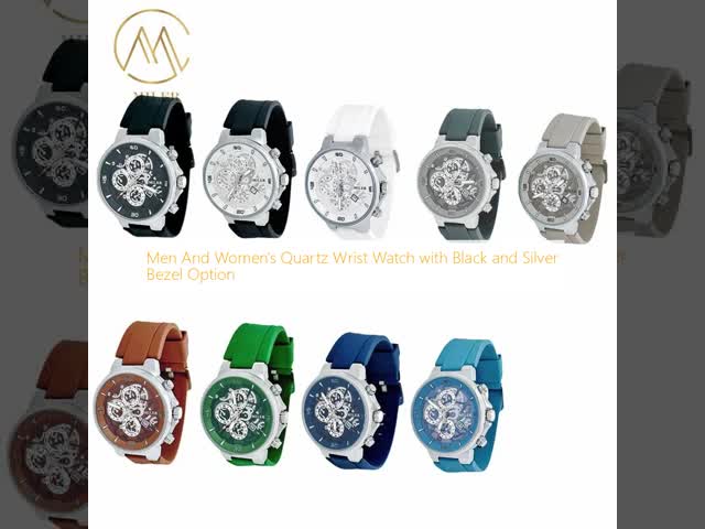Men And Women's Quartz Wrist Watch with Black and Silver Bezel Option