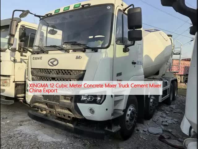 Camión mezclador de hormigón de 12 metros cúbicos, hormigonera, máquinas de construcción El video