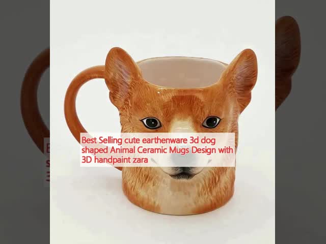 Melhor Vendedor lindo cerâmica 3D em forma de cão Animal cerâmica canecas Design com 3D pintura à mão zara