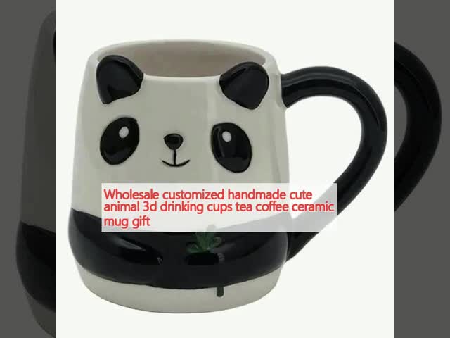 Comércio a retalho personalizado animal bonito feito à mão 3D copos de chá café cerâmica caneca presente