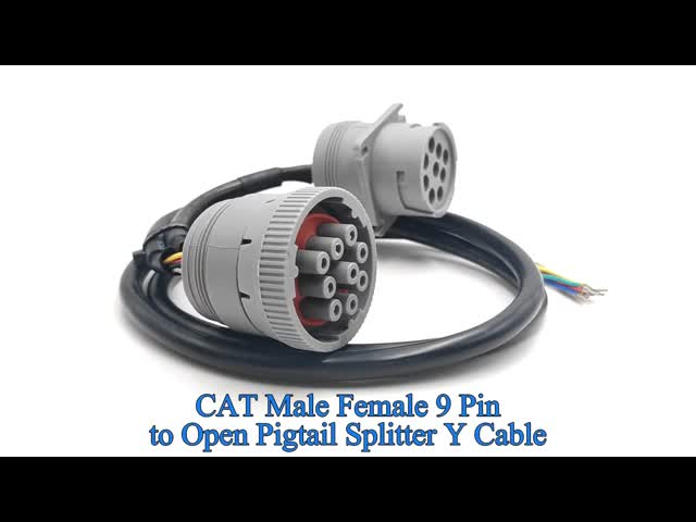 CAT 9 Pin Male Female to Open End Pigtail Splitter Y Cable for Caterpillar Excavators