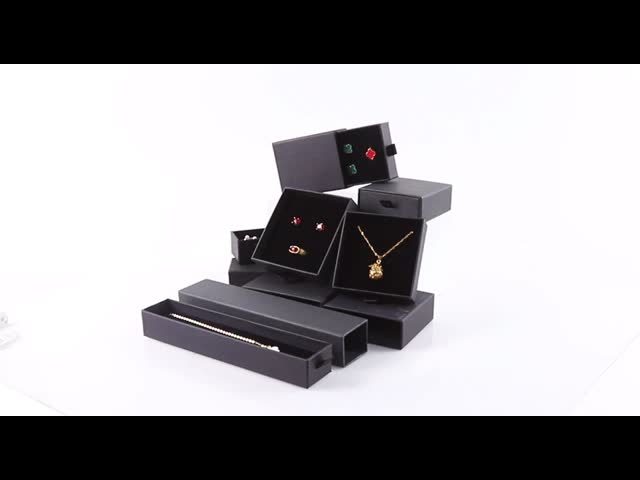 卸売 製造 エコフレンドリー 贅沢 ギフト 宝石箱 個別 ロゴ リング ネックレス イヤリング ブレスレット 包装 黒 紙紙 引き出し 宝石箱