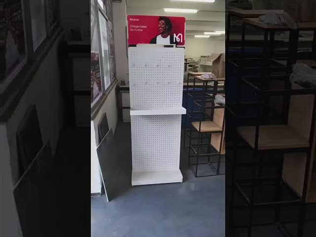 LED Light Shop Display Units Header Hanging Pegboard Metal Display Rack