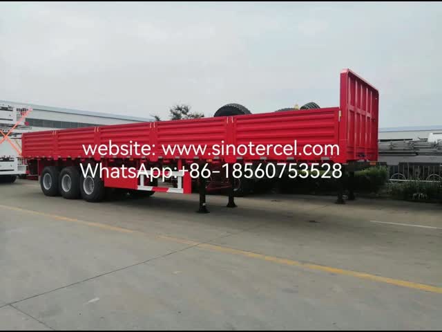 SINOTERCEL 3 Axles Sidewall Semi Trailer Dropside Trailer Pallet Transport Easy Unload Efficient  Heavy Load