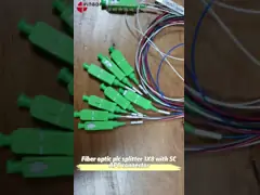 Fiber Optic PLC Splitter 1x8 With SC Connector Colored Single Mode For PON XGPON Network
