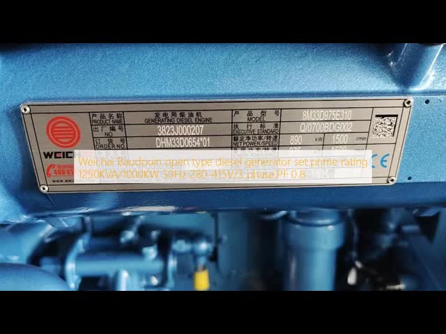 Сеть дизельного генератора Weichai 1250KVA/1000KW Выходное напряжение 415V/240