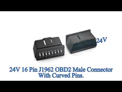 Customize J1962 16 Pin 24V OBD 2 OBD2 OBDII Male Connector With Curved Pins
