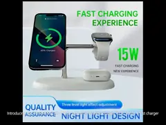 All In 1 Magnetic Wireless Charger T256 15W/10W/7.5W/5W Three Postion Support Fast Charge With Nightlight