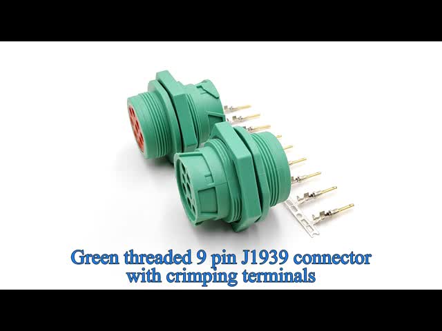 Green Threaded Type 2 Deutsch 9 Pin J1939 Male Plug Connector with 9 Pins