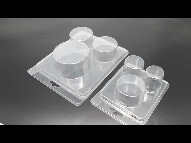 カスタム 3 穴 使い捨て 透明 丸い PVC プラスチック アクセサリー ハンドル 穴 の クラムシェル 梱包