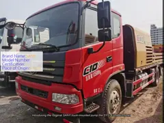 2020 SANY Old Truck Mounted Line Pump SY5143THBE 4x2 Chassis 85km/H Segunda mão