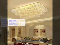 JYLIGHTING Modern Luxury Golden LED Chandelier Custom Crystal Ceiling Light For Hotel Lobby Decorative Lighting Gold Crystal Pendant Light