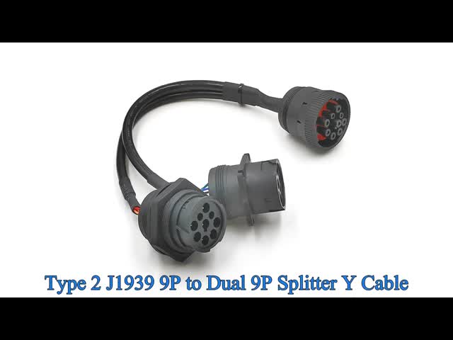 Overmolded J1939 Y Cable Type 1 Female To Male Connector DC300V 5M ohm/10ms