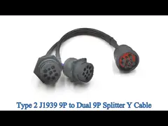 Deutsch 9-Pin J1939 Female to J1939 Male Square Flange & Threaded J1939 Male Splitter Y Cable