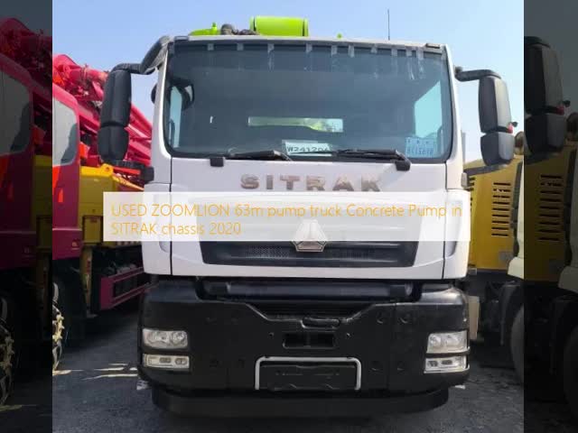 ZOOMLION 63m Usado camión de bombeo de hormigón bomba en el chasis SITRAK 2020 El video