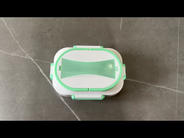 Electric Lunch Box 60W Four-Clasp Hand12V/24V Lunch Box With Carry Bag And Fork And Spoon White Blue