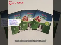 Recyclable plastic pet food packaging aluminized stand stand bag can be resealed with window three side seal