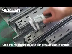 Dual Size Hydraulic Cutter Cable Tray Roll Former 20m/min For Fast Production video