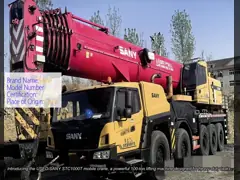 SANY 100 toneladas guindaste móvel STC1000T Máquina de elevação de guindaste hidráulico 2018 Guindaste de elevação pesada