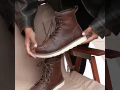 Kevlar Midsole Rubber Work Shoes In Brown Cowhide For Superior Safety Features