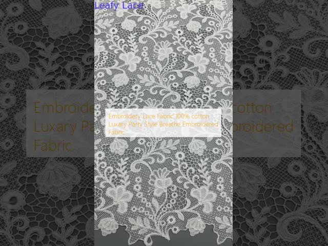 Embroidery Lace Fabric 100% cotton Luxary Party Style Laser Breathe Embroidered Fabric