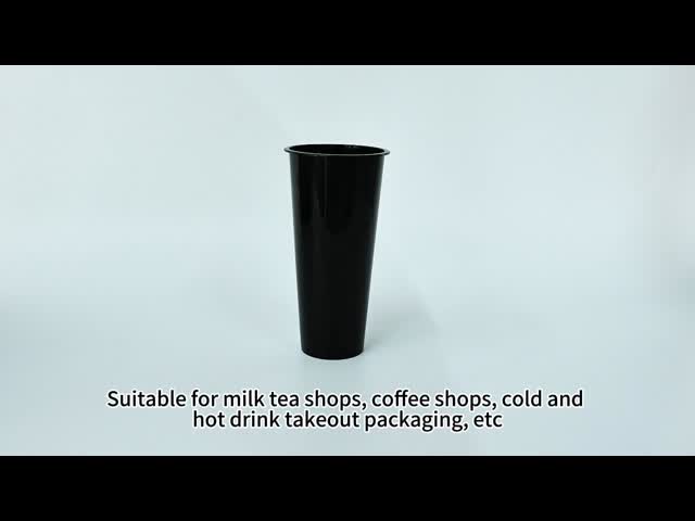 12オンス 16オンス PP プラスチックカップ カスタムデザイン 環境に優しい 黒色 PP プラスチック飲料カップ