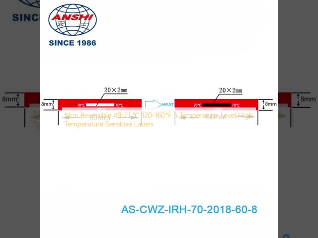 逆向きではない 49-71 °C 120-160 °F 5 温度レベル 高温敏感ラベル