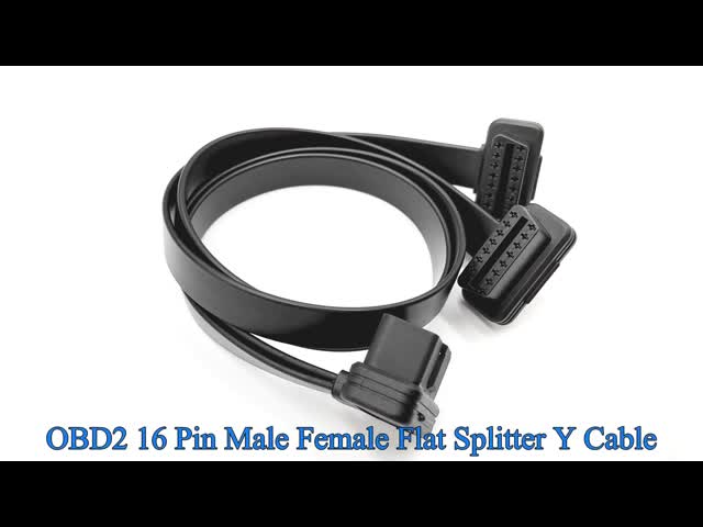 OBD2 OBDII J1962 Right Angle Male 24V to Dual Female Flat Y Cable