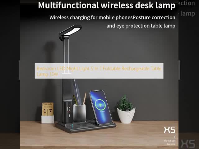 Bedroom LED Night Light 5 In 1 Foldable Rechargeable Table Lamp 15W