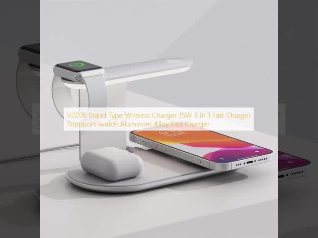 V2206 スタンドタイプ 無線充電器 15W 3 In 1 急速充電器 サポート Iwatch アルミ合金 急速充電器