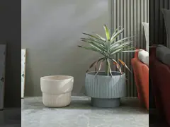 Planteador de fibra de arcilla eleva tu pantalla de plantas con un diseño minimalista