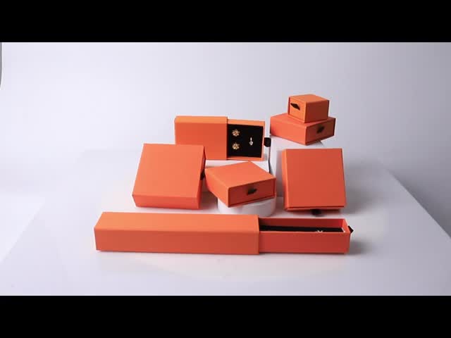 卸売 製造 エコフレンドリー 高品質 ギフト 宝石 箱 パーソナライズ オーダーメイド リング ネックレス イヤリング ブレスレット 梱包 オレンジ カードボード 紙 ドラワー 宝石 箱 ロゴ付き
