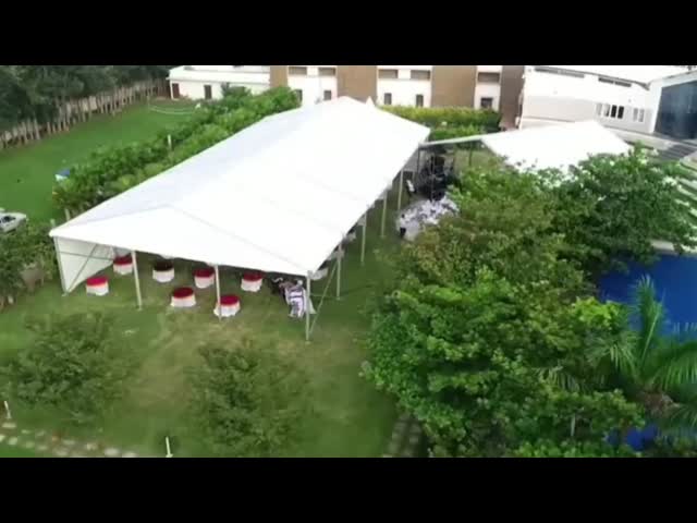 Мода 5 м от залива расстояние свадебный маркиз палатки современные большие легкие на открытом воздухе торговой выставки палатки свадебный двор