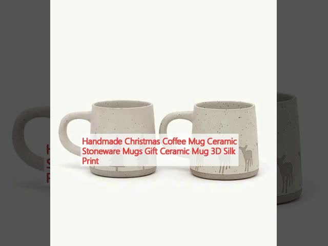 ハンドメイド クリスマス カフェカップ セラミック石器カップ ギフトカップ セラミックカップ 3D シルクプリント