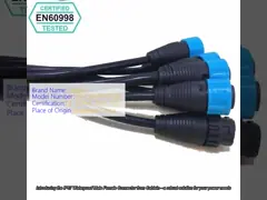 IP67 Waterproof Male Female Connector Self Locking Inverter Three Core Power Cord