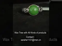 Diukir 925 Cincin Batu Permata Perak 10x10mm Bulat Berbentuk Cincin Giok Hijau Tua