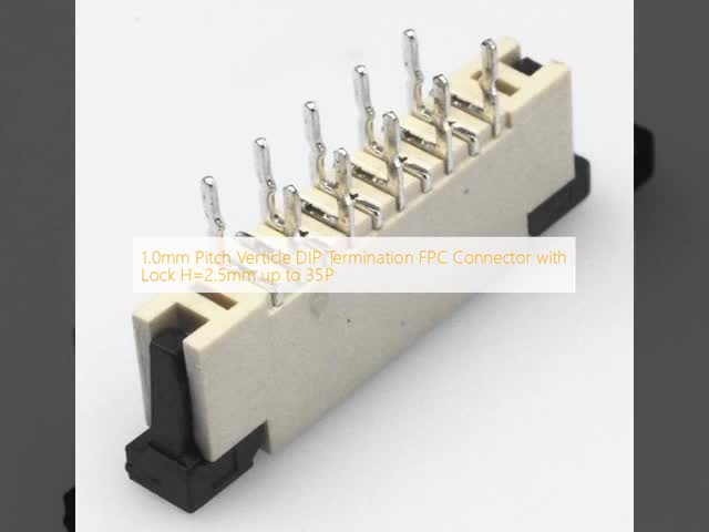 1.0mmピッチ垂直DIP終了FPCコネクタロックH=2.5mm最大35P